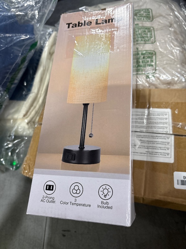 Photo 1 of Bedside Table Lamp for Bedroom, 3-Color Small Lamps with Pull Chain, Bedroom Table Lamps for Night stands,Desk Reading Light AC Outlet Nightstand Lamp for Living Room Decor/Dorm/Office Bulb Included