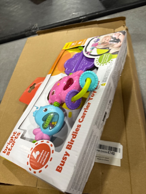 Photo 1 of Bright Starts Busy Birdies Carrier Toy Bar Musical Take-Along Toy with Lights, Ages Newborn +, Pink