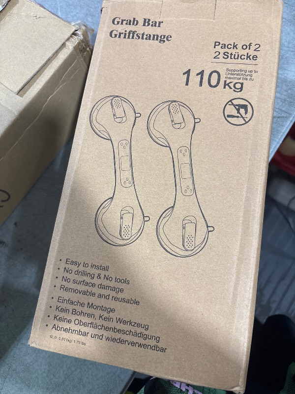 Photo 1 of TAILI Shower Handles for Elderly Suction, 2 Pack 12 Inch Shower Grab Bars for Seniors, Grab Bars for Bathtubs and Showers, No Drilling Removable Safety Shower Grip, Black