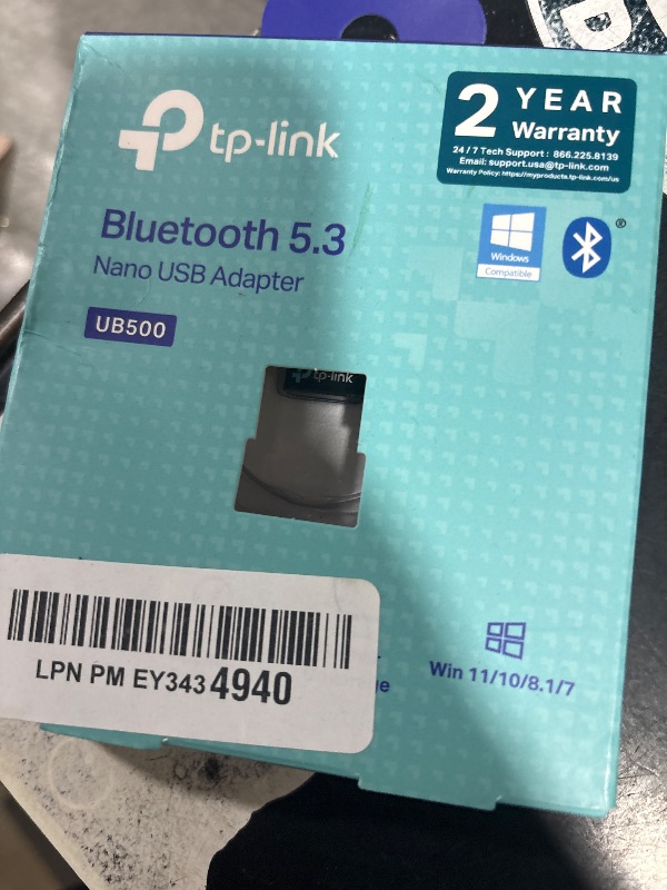 Photo 1 of TP-Link USB Bluetooth Adapter for PC - Bluetooth 5.3 Dongle Receiver, Plug and Play, Nano Design, EDR & BLE, Supports Windows 11/10/8.1/7 for Desktop, Laptop, PS5/PS4/Xbox Controller (UB500)