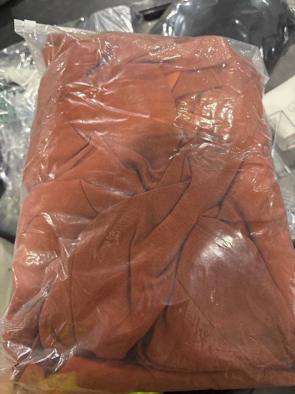 Photo 1 of PINMJEE Chiffon Formal Dresses for Women Scoop Neck Modest Bridesmaid Dress with Sleeves Burnt Orange Size 12