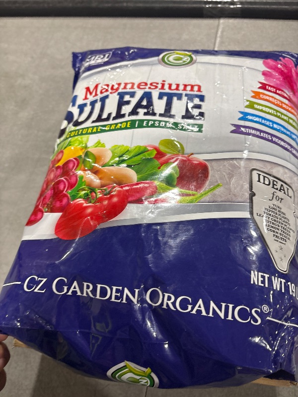 Photo 1 of Magnesium Sulfate Epsom Salt Fertilizer - Made in USA - Plant Food for Hydroponics, Plants, Flower Gardens - Fruit, Vegetables, Holistic Herbs. OMRI Listed (Cz Garden Organics Magnesium Sulfate 19LB)