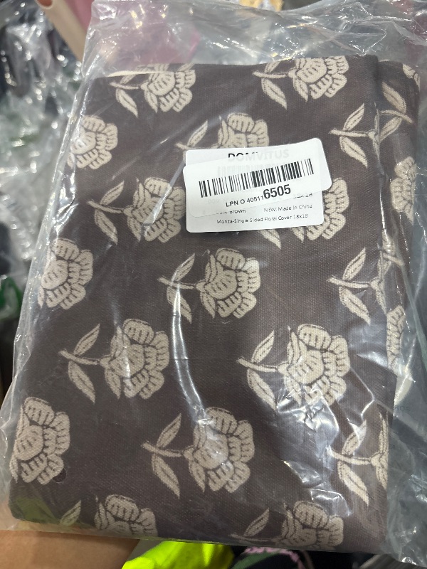 Photo 1 of DOMVITUS Floral Pillow Covers 18x18 Throw Pillow Covers Decorative Farmhouse Block Floral Print Vintage Pillow Cover for Living Room Couch Bed, Dark Brown, 1PC