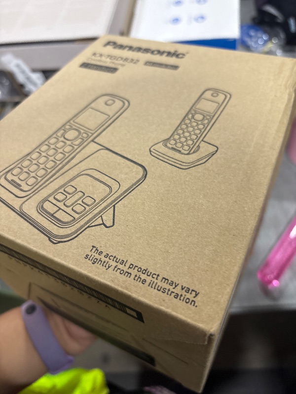 Photo 1 of Panasonic Cordless Phone with Answering Machine, Advanced Call Block, Bilingual Caller ID and Easy to Read High-Contrast Display, Expandable System with 2 Handsets - KX-TGD832M (Metallic Black)
