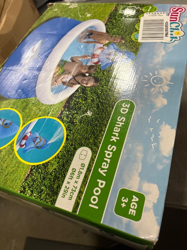 Photo 1 of DIMAR GARDEN 6ft x 29in Inflatable Swimming Spray Pool, Outdoor Round Air Top Ring Shark Pools
