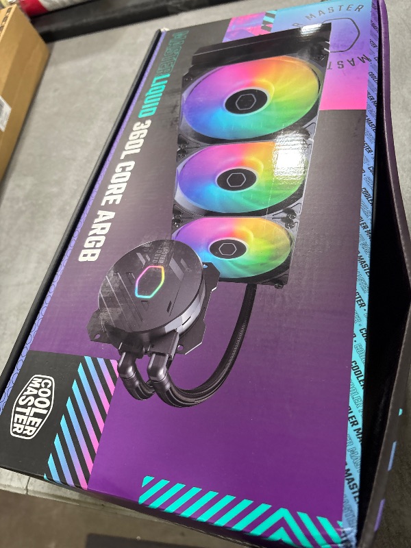Photo 1 of Cooler Master MasterLiquid 360L Core 360mm Close-Loop AIO Liquid Cooler, ARGB Sync, Gen S Coldplate Pump, 120mm PWM, CryoFuze 14W/mK, AMD Ryzen AM5/AM4, Intel LGA1700/1200 (MLW-D36M-A18PZ-R1) , Black