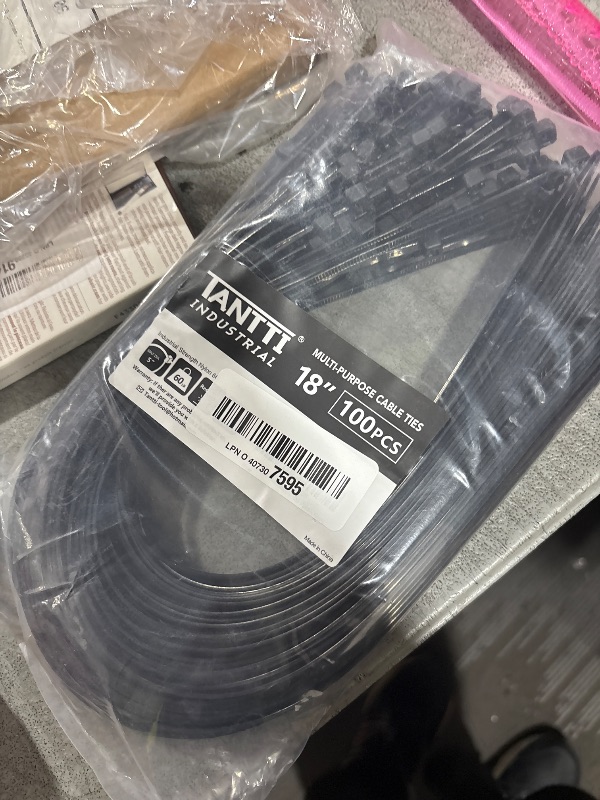 Photo 1 of Zip Ties 18 inch (100 Pack), Black, 60lb Tensile Strength, UV Resistant Cable Ties for indoor and outdoor use, by Tantti Supply