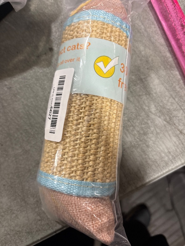 Photo 1 of FuneeTop Interactive Cat Kicker Toy, 10 Inch Long Cat Scratcher Post, Natural Sisal Toy for Indoor Cats(Pink and Blue)