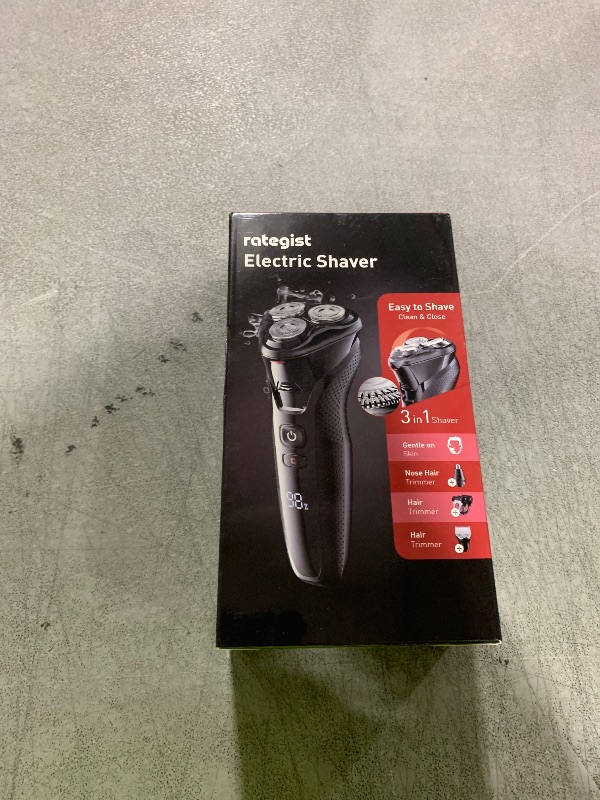 Photo 1 of rategist Cordless Electric Razor for Men: 3-in-1 Shaver for Beard/Nose/Sideburns - Turbo Speed & Precision Blades - IPX7 Waterproof Travel Kit (??Gloss Black??)
