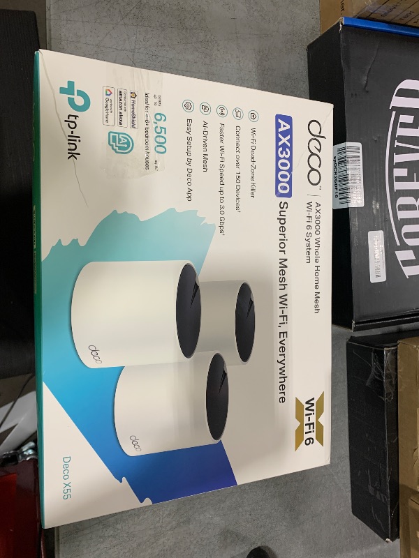Photo 1 of TP-Link Deco X55 AX3000 WiFi 6 Mesh System - Covers up to 6500 Sq.Ft, Replaces Wireless Router and Extender, 3 Gigabit Ports per Unit, Supports Ethernet Backhaul, Deco X55(3-Pack)