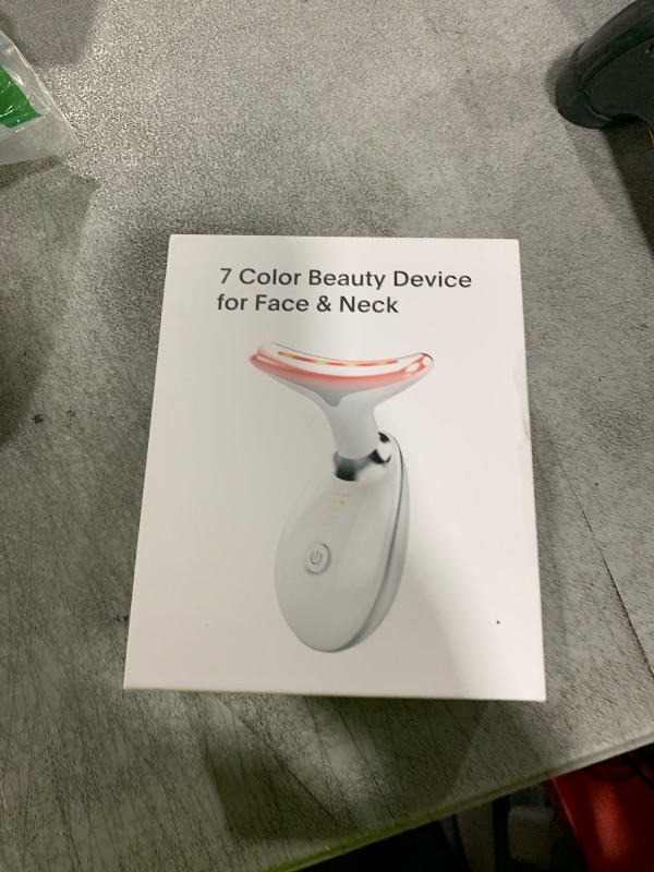 Photo 1 of ELISHINE 7 Color Face and Neck Massager Light Therapy, Red Light Based Facial Massager for Skin Care, Firming, Smoothing (White)