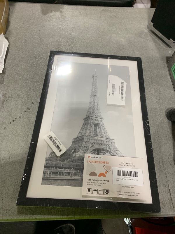 Photo 1 of upsimples 11x17 Picture Frame, Display Pictures 9x15 with Mat or 11 x 17 Without, Wall Hanging Poster Frames, Black, 1 Pack
