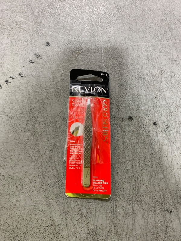 Photo 1 of Revlon Gold Series Slanted Tip Tweezers, Ultra-Sharp for Precision Eyebrow Shaping and Facial Hair Removal, Diamond and Titanium-Coated for Durability, 1 Count