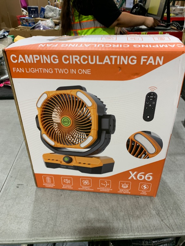 Photo 1 of TDLOL 45000mAh Battery Powered Fan Rechargeable, High Velocity 360°Auto-oscillating Powerful Airflow Battery Operated Fans, Quiet & 8H Timer Cordless Outdoor Fan for Bedroom Travel X66 Orange