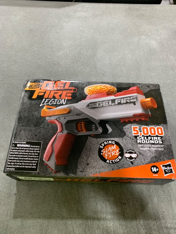 Photo 1 of Nerf Pro Gelfire Legion Spring Action Blaster, 5000 Rounds, 130 Hopper, Protective Eyewear, Slam Fire, Ages 14 & Up