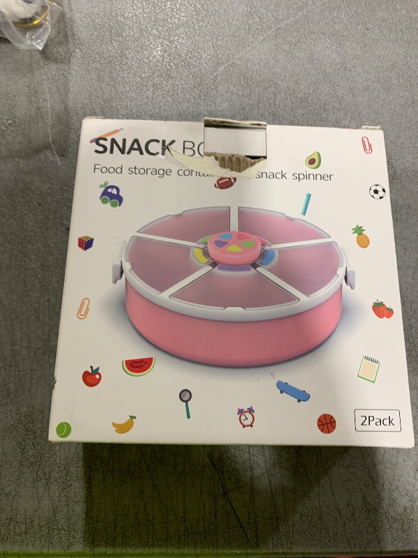 Photo 1 of Pawtong Snack Rotator Container Reusable Snack Box with 5 Compartment Dispenser and Lid, Color Matching Opening Lid, BPA and PVC Free, for Home, School, Travel (1 Pack- Blue)