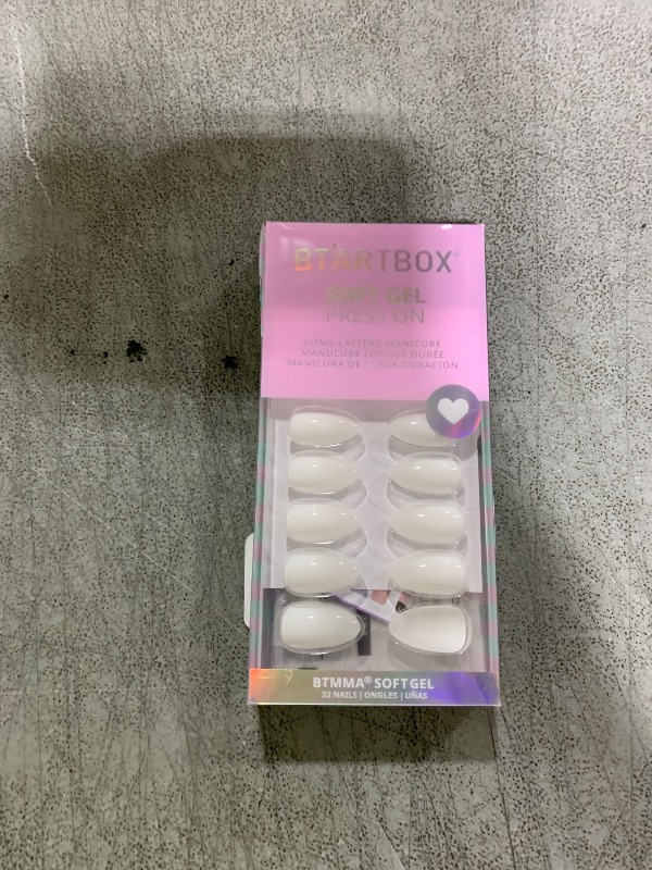 Photo 1 of BTArtbox White Press On Nails Short - Soft Gel Press on Nails Almond, White Glue on Nails with Nail Glue, Reusable Stick on Nails in 16 Sizes, Cream Puff