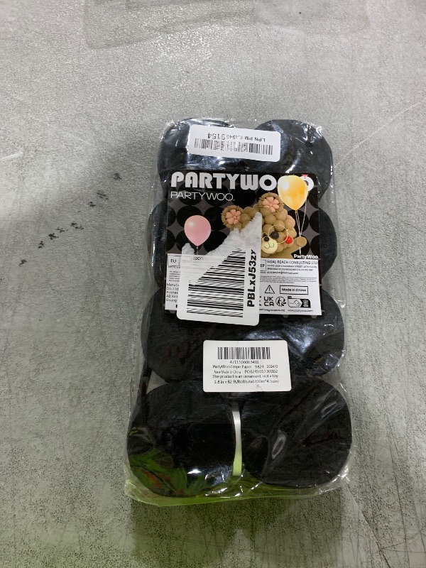 Photo 1 of PartyWoo Crepe Paper Streamers 8 Rolls 656ft, Pack of Matte Black Crepe Paper Party Streamers, Crepe Paper for Birthday Decorations, Party Decorations, Wedding Decorations (1.8 Inch x 82 Ft/Roll)