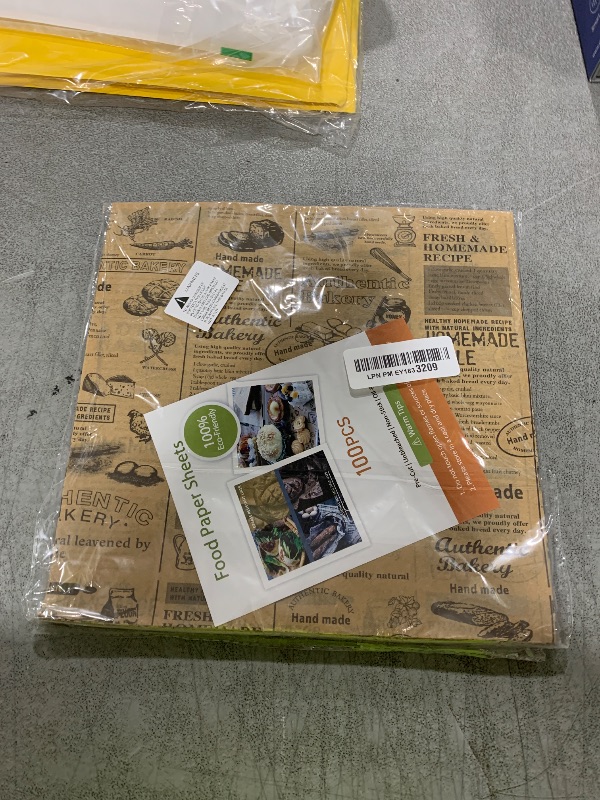 Photo 1 of 10" x 10" - 200 Pk - Brown Food Word Text Grease-Resistant Wrap Paper, Basket Liners Deli Paper, Best Kraft Food Wrapping Paper Sheets for Bakery, Picnic, Festival, Fair or BBQ (Kraft Bake)