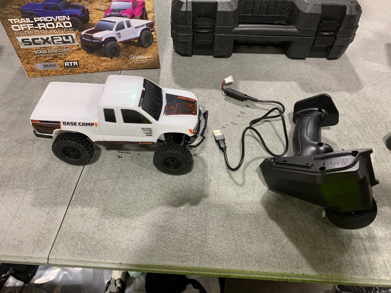Photo 1 of Axial RC Truck 1/24 SCX24 Base Camp 4x4 Rock Crawler Brushed RTR(Everything Needed to Run is Included) - White, AXI-1219T1