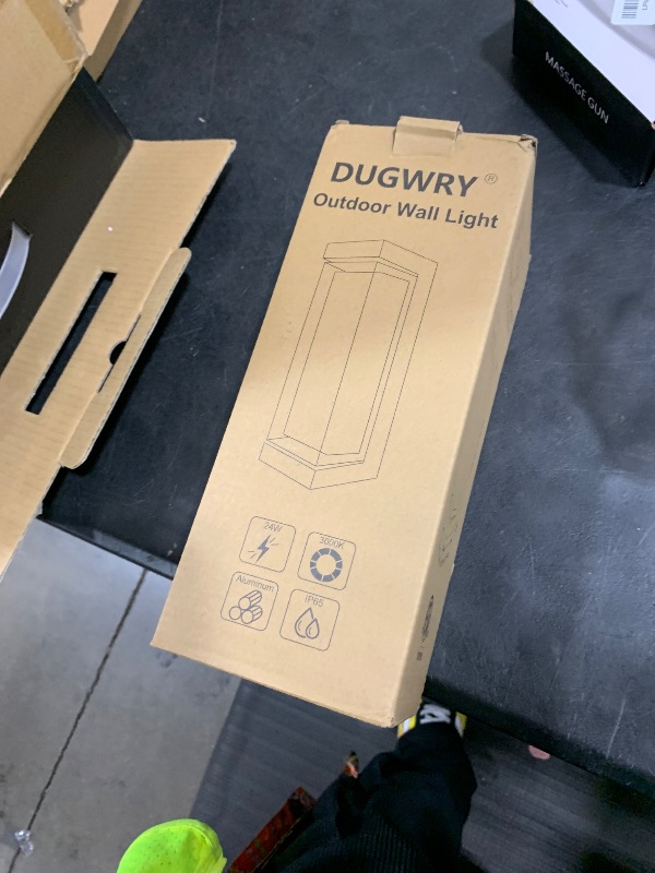 Photo 1 of DUGWRY LED Exterior Lighting Fixtures, 24W IP65 Waterproof Outdoor Wall Sconce, 3000LM 6000K Porch Lights with Double Lampshades, Black Wall Lamps for Outside, Modern Wall Mount Lighting for Entryway
