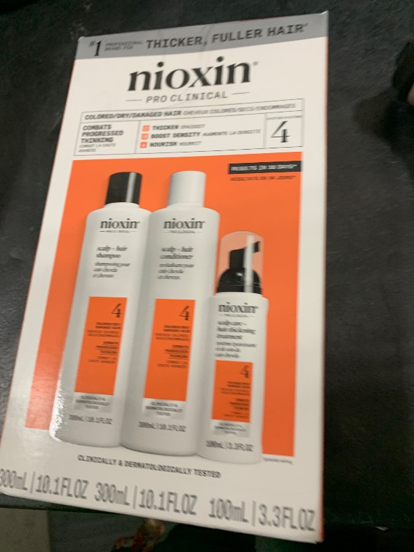 Photo 1 of Nioxin Scalp + Hair Thickening System 4 |For Colored or Damaged Hair with Progressed Thinning| With Niacinamide and Biotin | Full Size| 3 Month Supply
