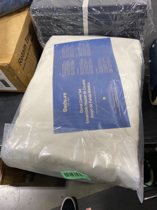 Photo 1 of Bedsure Duvet Cover Full Size with Fitted Sheet - 4 Pieces Prewashed Cotton-Like Extra Soft Bedding Set, Includes 1 Duvet Cover 80x90 Inches with Zipper Closure, 2 Pillow Shams, 1 Fitted Sheet, Linen