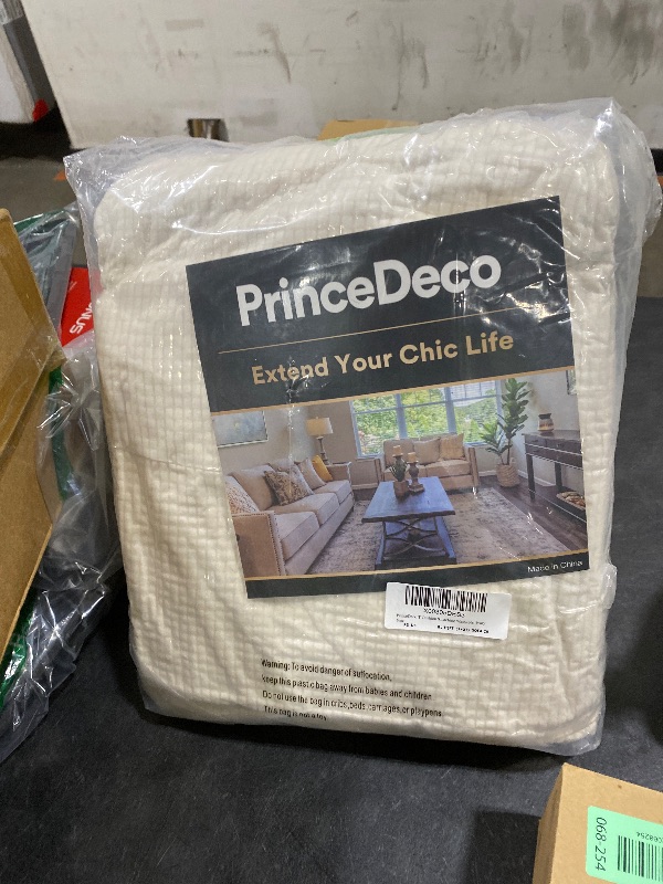 Photo 1 of PrinceDeco T Cushion Sofa Slipcover 3 Pieces Sofa Covers for T Cushion Couch Soft Couch Covers Sofa Slip Cover Furniture Covers with 2 Individual T Shape Seat Covers Width Up to 88", Ivory