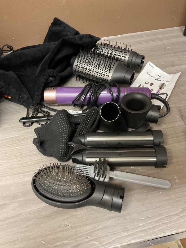 Photo 1 of Vincofy 7-in-1 Hair Dryer Brush and Hair Styler Set – Fast Drying, Curling, Straightening & Volumizing – Hot Air Styling Tool with No Heat Damage – for All Hair Types – Lavender