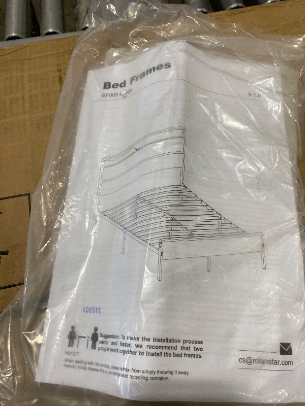 Photo 1 of Rolanstar Queen Bed Frame with Headboard, Bed Frame Queen with LED Lights, Camas Queen Size Bed with Charging Station, Solid Metal Slats, Noise Free, No Box Spring Needed, Black
