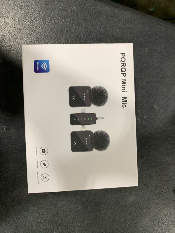Photo 1 of PQRQP 3-in-1 Mini Microphone for iPhone/Android/Camera, Hi-Fi Audio, 48kHz/24-bit, Wireless Microphones, 328ft Range, 20H Battery, Lapel Mic with Noise Reduction for Live Streaming, TikTok, YouTube
