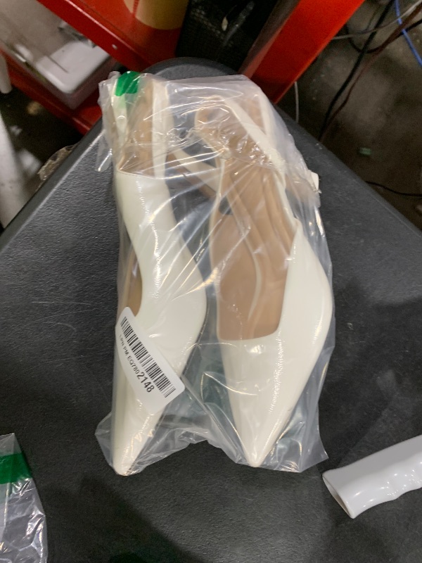 Photo 1 of Coutgo Womens Slingback Stiletto High Heels Closed Pointed Toe Pumps D’Orsay Sexy Office Dress Shoes, White, Size 8