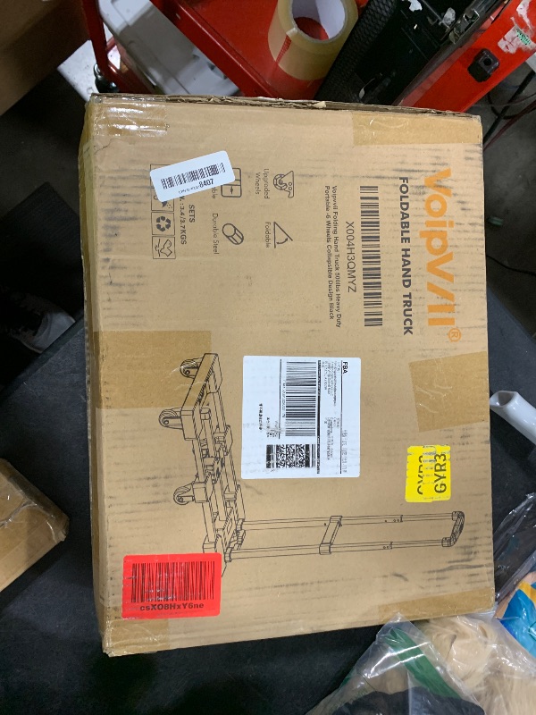Photo 1 of Voipvvii Folding Hand Truck 500lbs, Portable Heavy Duty Dolly Cart, 6 Wheels Collapsible Luggage Cart with 2 Elastic Ropes - Compact Trolley Cart for Easy Moving - Ideal Hand Cart for Travel and More