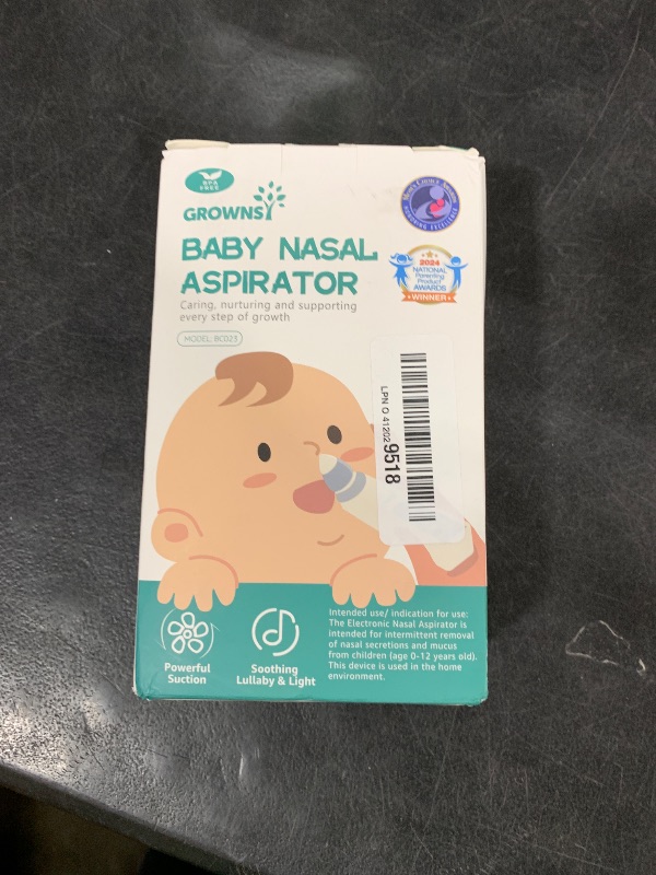 Photo 1 of GROWNSY Nasal Aspirator for Baby, Electric Baby Nose Sucker with Larger Suction Chamber and More Powerful Suction, Automatic Nose Cleaner with Music and Light Soothing Function