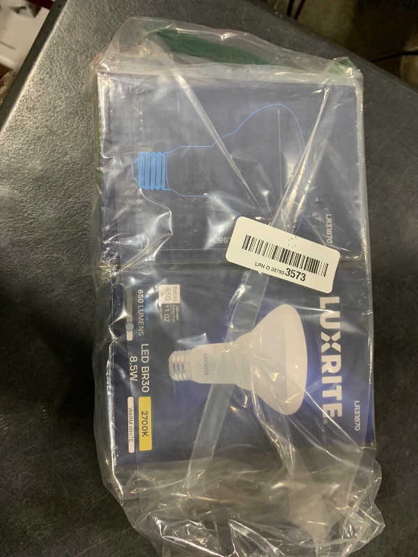 Photo 1 of LUXRITE 4-Pack BR30 LED Bulb, 65W Equivalent, 2700K Warm White, Dimmable, 650 Lumens, LED Flood Light Bulbs, 8.5W, Energy Star, E26 Medium Base, Damp Rated, Indoor/Outdoor - Living Room and Kitchen