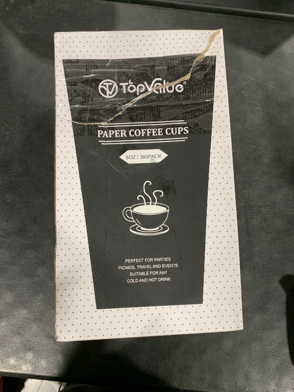 Photo 1 of TV TOPVALUE 360 Pack 8 oz Paper Coffee Cups, Disposable Black Paper Cups for Hot Beverage, Drinking Water, Used for Cafes, Offices and Events