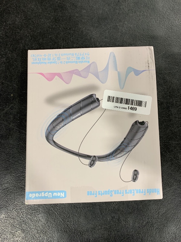 Photo 1 of Neckband Bluetooth Headphones Speaker 2 in 1?Wireless Wearable Speaker with Retractable Earbuds, 3D Stereo Sound, Portable Speaker and Headset w/Bulit in Mic for Home, Office and Outdoors