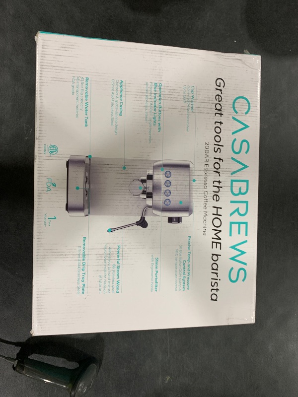 Photo 1 of CASABREWS 3700 Essential Espresso Machine 20 Bar, Stainless Steel Cappuccino & Latte Machine with Steam Frother for Home, 43.9oz Water Tank, Silver
