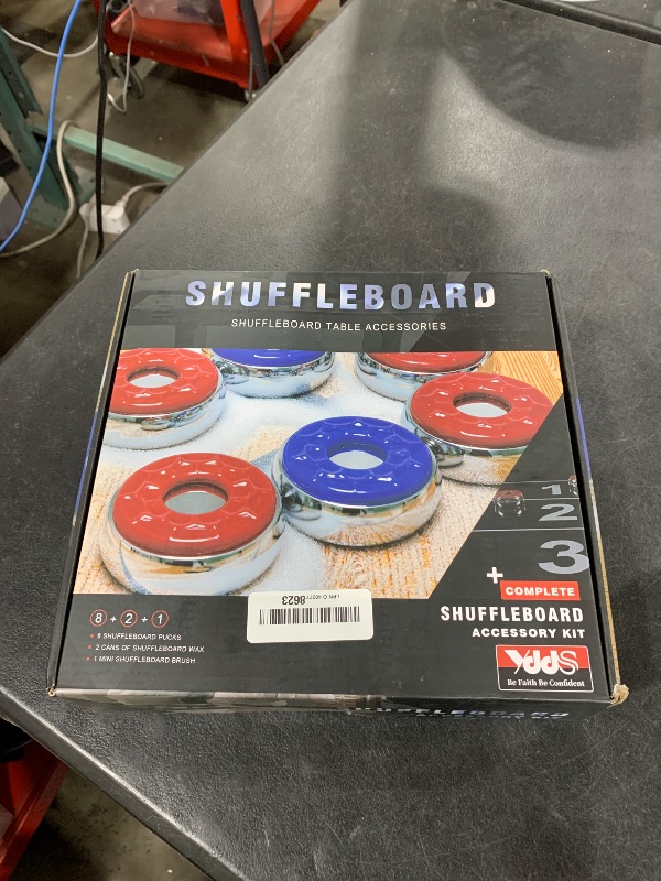 Photo 1 of Shuffleboard Pucks and Sand Set - 2 1/8" Table Pucks with 2 Cans Wax, Mini Brush and Dustpan