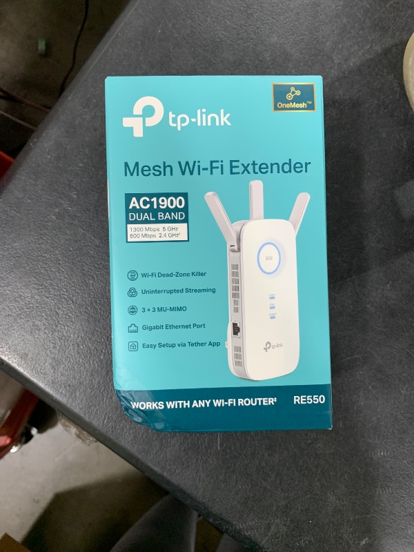 Photo 1 of TP-Link AC1900 WiFi Range Extender RE550 | Dual-Band Wireless Repeater Amplifier w/Gigabit Ethernet Port | Up to 2200 Sq. Ft., 32 Devices | Internet Signal Booster | APP Setup | EasyMesh Compatible