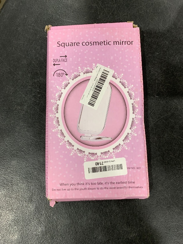 Photo 1 of Travel Makeup Mirror Portable Folding Mirror Double Sided Tabletop Mirror Rose Gold Hand Vanity Mirror with Adjustable Stand