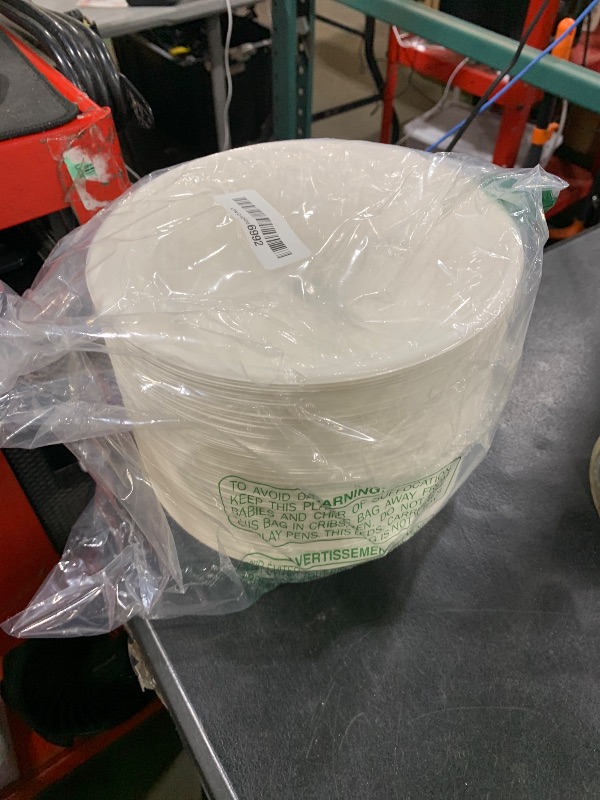 Photo 1 of Greensight Large Compostable Bowls - 32 oz, 100 Pack, Heavy Duty, Microwavable Safe, White Bagasse Bowls for Hot Soup, Salads, Cereals