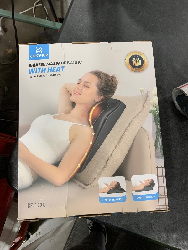 Photo 1 of COMFIER Back Massager with Heat,3D Deep Kneading Shiatsu Neck and Back Massager with Vibration & Heat, Neck Back Massage Pillow as Gift for Women Men-Home Office Use