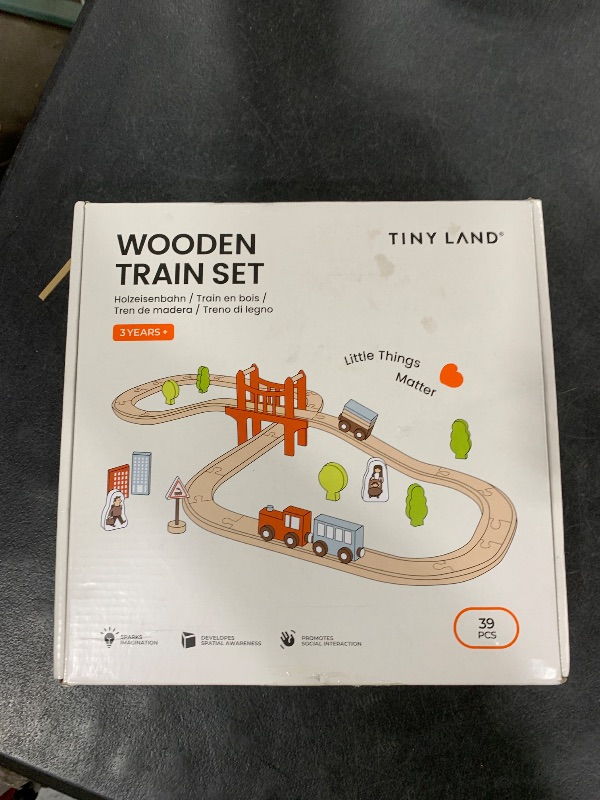 Photo 1 of Tiny Land Wooden Train Set for Toddler - 39 Pcs- with Wooden Tracks Compatible with Major Brands - Expandable, Changeable-Train Toy for 3 4 5 Years Old Girls & Boys