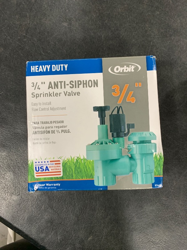 Photo 1 of 1-Pack Orbit 57623 3/4" FPT 100 Series Anti-Siphon Automatic Sprinkler Valve with Flow Control
