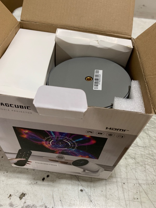 Photo 1 of ?Electric Focus?Magcubic Mini Projector 4K Support, Smart Projector with WiFi 6 and Bluetooth 5.4, 5W Soundbase Speaker, 180° Rotation, Portable Proyector for Home Theater HY300 Ultra (Grey)