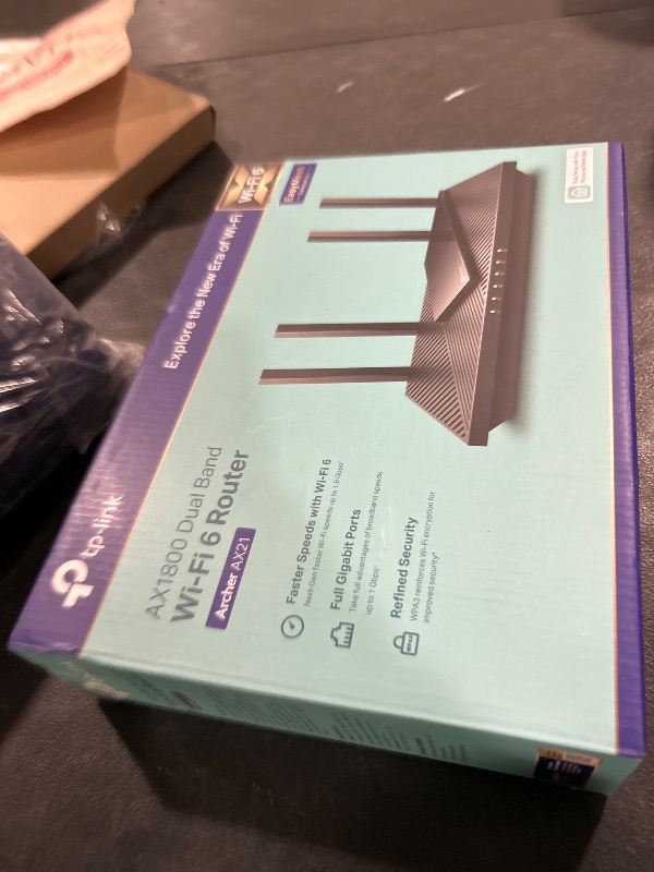 Photo 1 of TP-Link AX1800 WiFi 6 Router V4 (Archer AX21) – Dual Band Wireless Internet, Gigabit, Easy Mesh, Works with Alexa - A Certified for Humans Device, Free Expert Support
