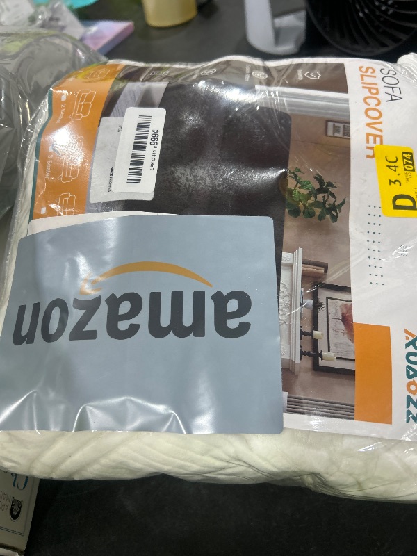 Photo 1 of Ruaozz Stretch Sofa Cover 1 Piece Couch Covers for 3 Cushion Couch Non Slip Universal Sofa Slipcover Washable Soft Jacquard Furniture Protector with 2 pcs Throw Pillow Covers (3 Seater, Ivory)
