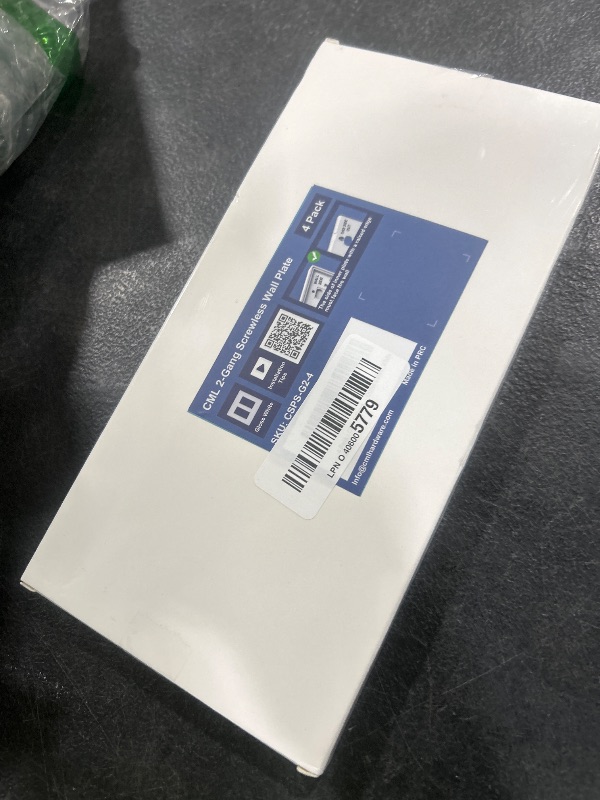 Photo 1 of CML Screwless Decorator Wall Plate, 2 Gang Outlet Covers, 4 Pack Decorative Light Switch Plates, Hidden Screw Smooth Face, Standard Size 4.68” X 4.72”, UL Listed, White