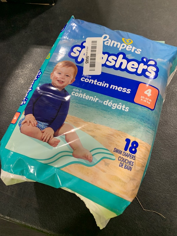 Photo 1 of Pampers Swim Diapers - Splashers - Size 4, 18 Count, Gap-Free Disposable Baby Swimming Pants